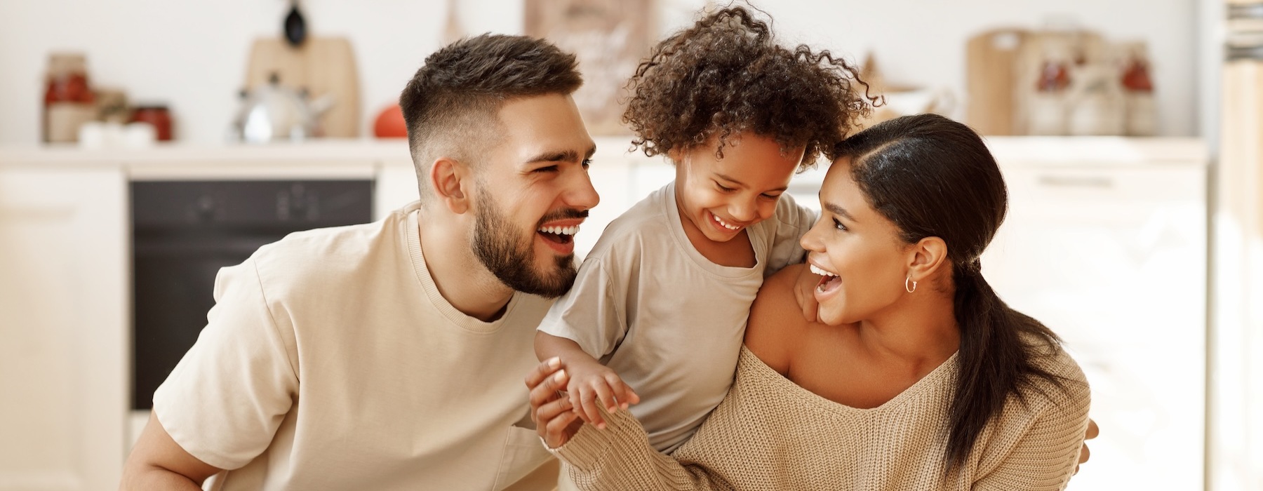 a family laughing together