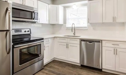 Well-lit kitchen with ample counter space